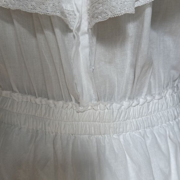Love Shack Fancy Liv Size M Cotton Ruffled White Dress Tassels Tiered - Picture 12 of 16